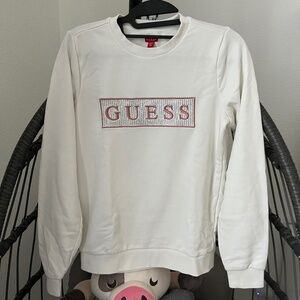 GUESS Crewneck Embroider Rhinestone Logo EUC